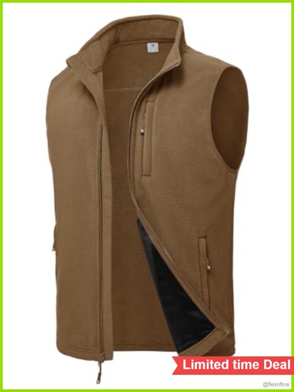 Men's Lightweight Fleece Vest Full Zip Sleeveless Jacket with Pockets